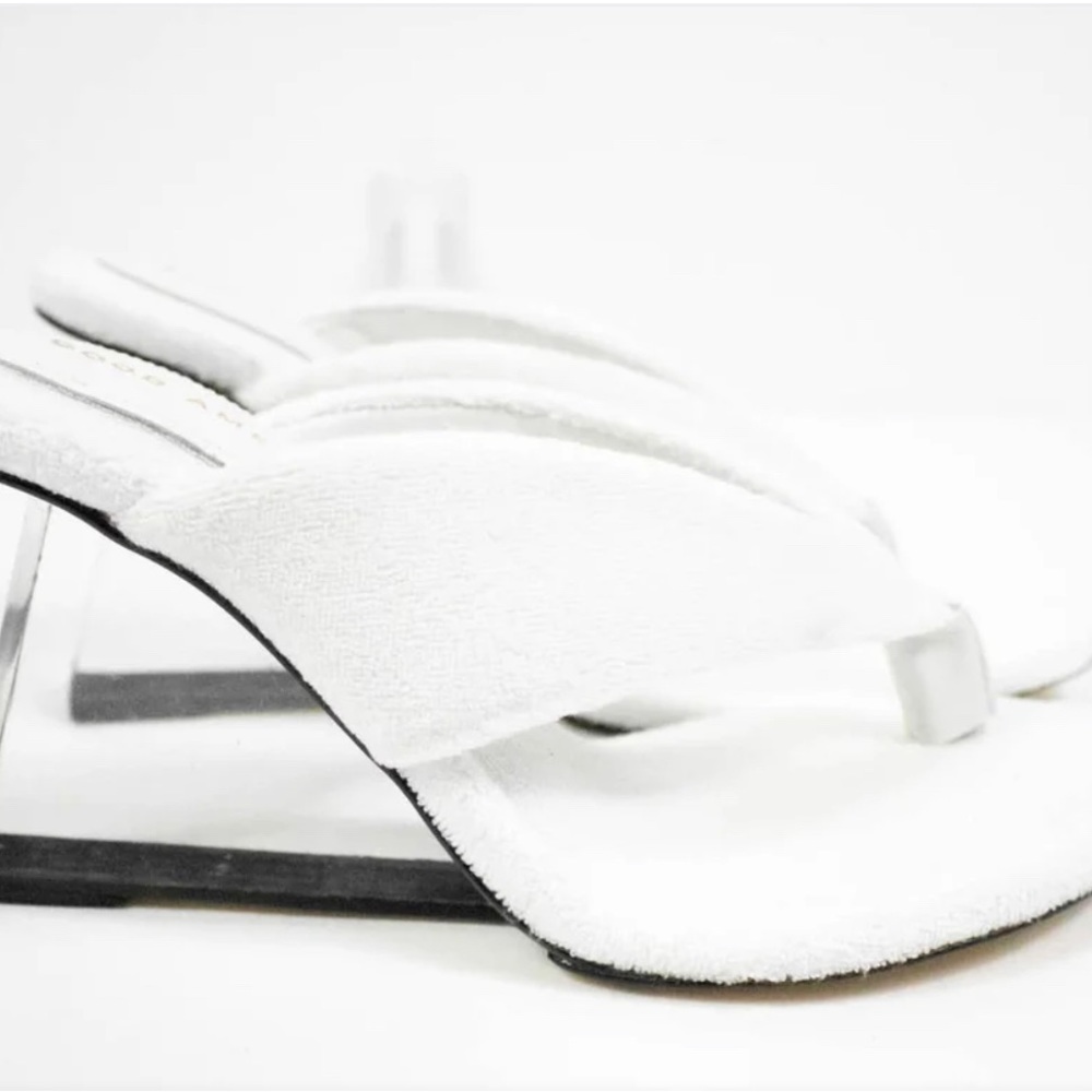Good American White Terry Thong Wedge Sandals -BNIB Sz 5.5